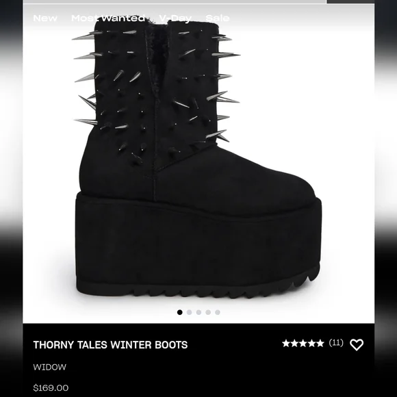 NWOB 🖤 Dolls Kill Thorny Tales Spiked Suede Platform Boots 🖤 Women's 9 - Picture 2 of 8